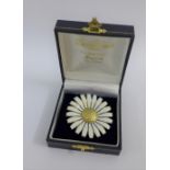 Anton Michelsen Danish silver gilt and white enamel daisy flowerhead brooch, 4.5cm