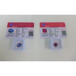 Loose tanzanite and ruby gemstones, with certificates (2)