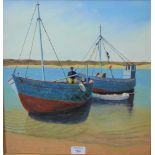 Guy Liddiatt, Lobster Boats at Carterel Near Cherbourg, oil on board, signed, framed, 39 x 40cm