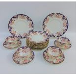 19th century English porcelain Imari pattern teaset, (a lot)