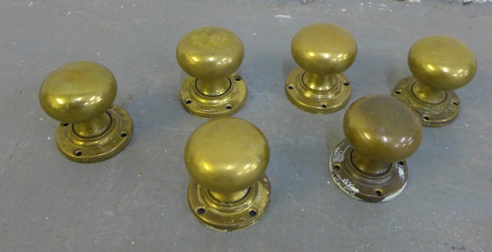 Collection of architectural salvage brass door knob handles (6)