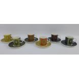 Susie Cooper for Wedgwood Carnaby Daisy patterned coffee set comprising six cups and six saucers