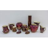 Collection of various Carlton Ware Rouge Royale to include vases and candlesticks, etc (11)