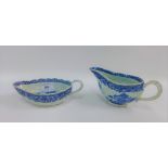 Chinese blue and white bordaloo type jug and another Chinese jug, longest 21cm (a/f)