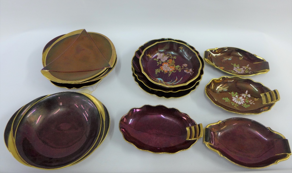 Collection of eleven various Carlton Ware Rouge Royale bowls and platters (11)