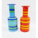 Two Italian pottery vases, one red the other blue, tallest 25cm (2)