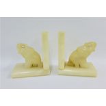 Pair of faux hardstone Elephant bookends, (2)