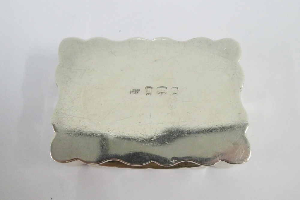 Edwardian silver snuff box, the wavy edged hinged top with an engraved scroll pattern and vacant - Image 3 of 3