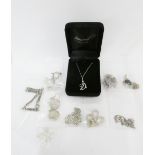 Selection of silver jewellery to include various earrings and a 21 birthday pendant necklace, etc (a