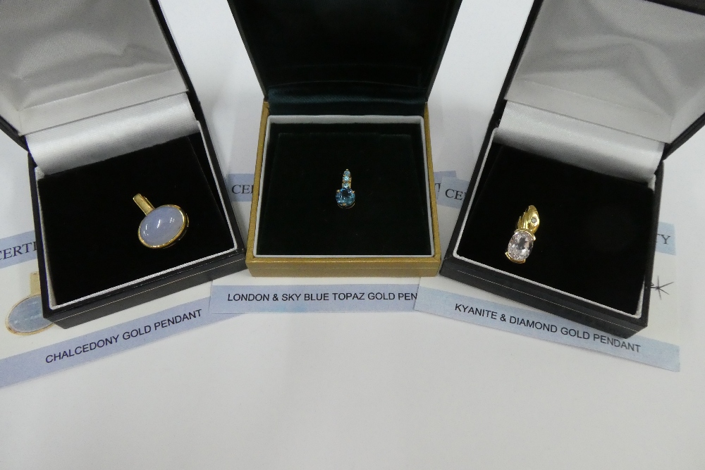 Six modern 9ct gold and gemset pendants (6) - Image 3 of 3