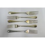 A set of five Hanoverian pattern three prong dessert forks, Hamilton & Inches Edinburgh 1920, with