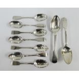 A collection of silver spoons to include two William IV oar pattern spoons, London 1832, five