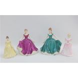 Coalport bone china figure and three others, tallest 16cm (4)