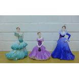 Three Coalport Ladies of Fashion figures including Anne, Patricia and Pauline, (3)