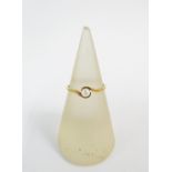 9ct gold solitaire pearl dress ring, full set of 375 hallmarks to the inner band, UK ring size M