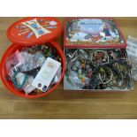 A quantity of costume jewellery, contained in two tubs (a lot)