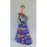 'Lady With Fan' a Royal Worcester figure, sculpted by David Lyttleton, Ltd No 4 / 4950, with printed