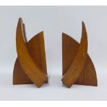 Pair of teak Viking style bookends (2)