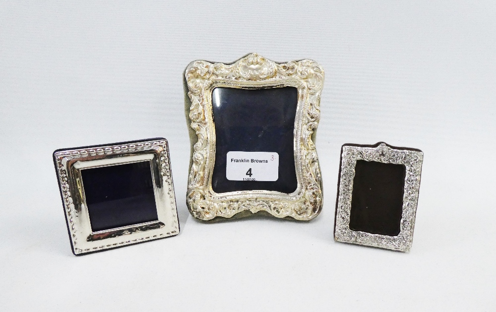 Victorian style silver photograph frame, London 1981 and two small 925 silver photograph frames,