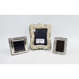 Victorian style silver photograph frame, London 1981 and two small 925 silver photograph frames,