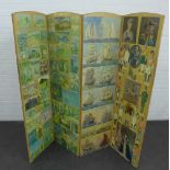 Vintage four fold Scrap screen, 170 x 184cm