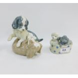 Two Nao dog figure groups, with printed backstamps, tallest 14cm (2)