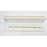 9ct gold gemset tennis style bracelet, boxed