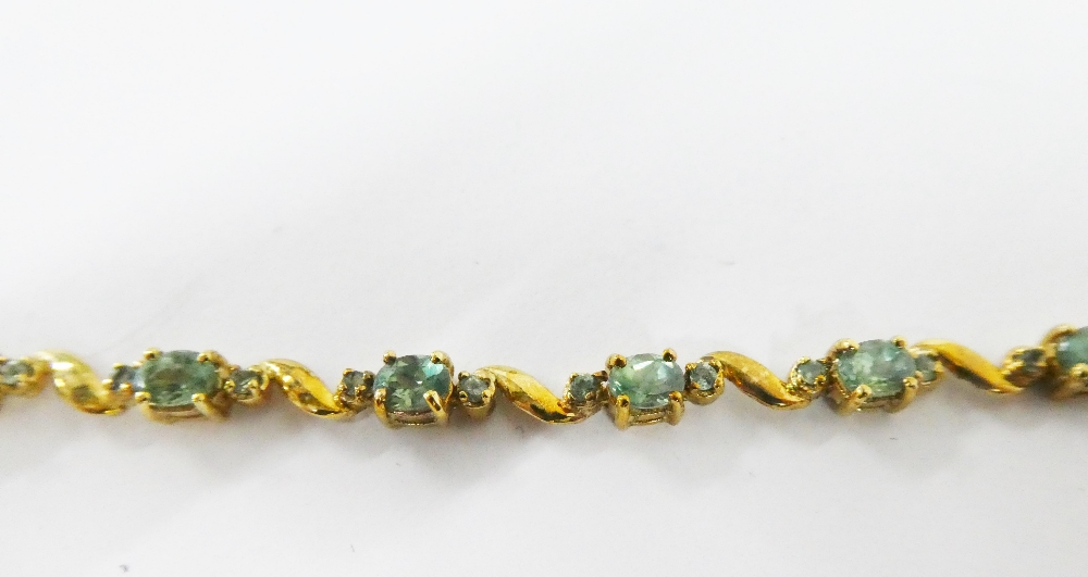 9ct gold gemset tennis style bracelet, boxed - Image 3 of 3