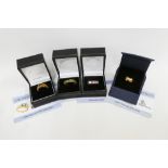 Four contemporary 9ct gold gemstone dress rings, boxed (4)