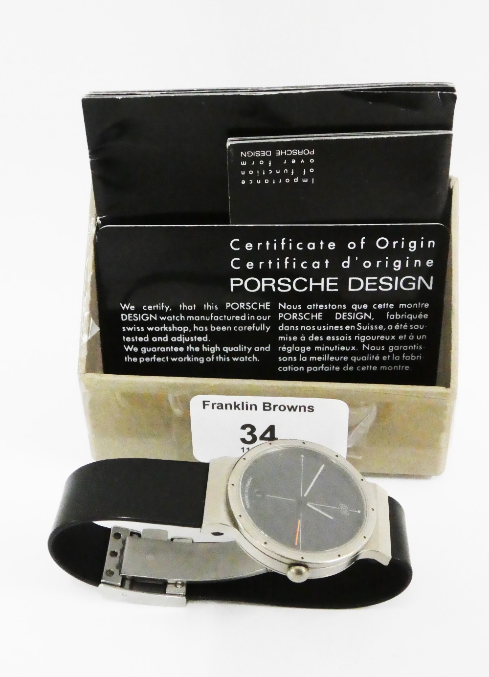 Porsche - IWC, a gentleman's wrist watch, 1985 design ULTRA SPORT IWC Quartz 2210 movement, with