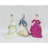 Three Royal Worcester figures to include Belle of the Ball, Winters Morn & Coming of Age, with black