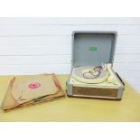 A small Marconiphone record player and a selection of records (a lot) 32 x 17cm