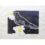 Jane Hyslop (Scottish) "Blackbird", woodblock, signed in pencil, entitled and numbered 3/10, in