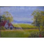 Early 20th Century School, Farmyard Scene, oil, signed with a monogram and dated '06, in glazed