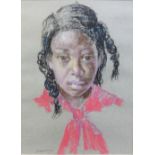 A.W. Morrison, The Red Scarf, pastel, signed, in glazed frame, 23 x 30cm