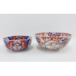 Two Imari bowls, largest 25cm diameter