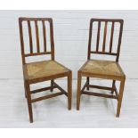 Pair of oak and rush seat side chairs (2)