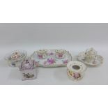 Collection of 19th century porcelain and pottery inkwells, (5)