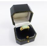 9ct gold jade ring, full set of 375 hallmarks to inner band, UK ring size P