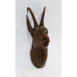 Black Forest style carved wooden Stags head, 16cm long