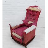 Early 20th century upholstered chair, (a/f)