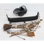 A large collection of fireside companion sets, fender and coal bucket ,etc (a lot)