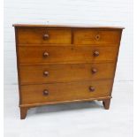 19th century mahogany chest, the rectangular top over two short and three graduating long drawers,