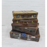 Four various vintage travel suitcases, largest 44 x 75cm (4)