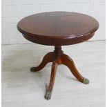 Reproduction pedestal side table with circular top and tripod legs, 54 x 60cm