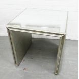Julian Chichester sofa end side / lamp table, with verre eglomise glass top and sides with silver