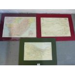 Three coloured maps to include Plan of Greenock, circa 1882, 39 x 25cm together with a plan of