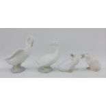 A group of four Nao geese, tallest 14cm