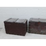 Two vintage pine storage trunks 66 x 100cm (2)