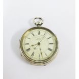 Victorian silver cased pocket watch, the enamel dial inscribed 24568 Chronograph, Chester 1898